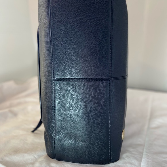 Vince Camuto Black Leather Tote Bag Elvan Style Gold Hardware Work Bag - Picture 13 of 16